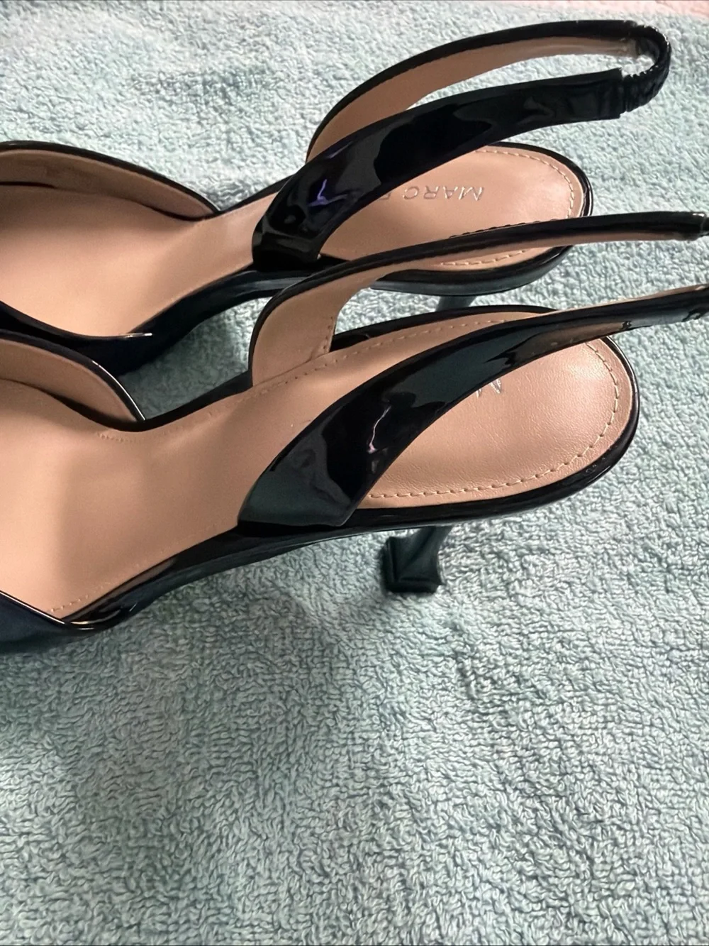 Marc Fisher Black Patent Pointed-Toe Slingback Pumps 8M